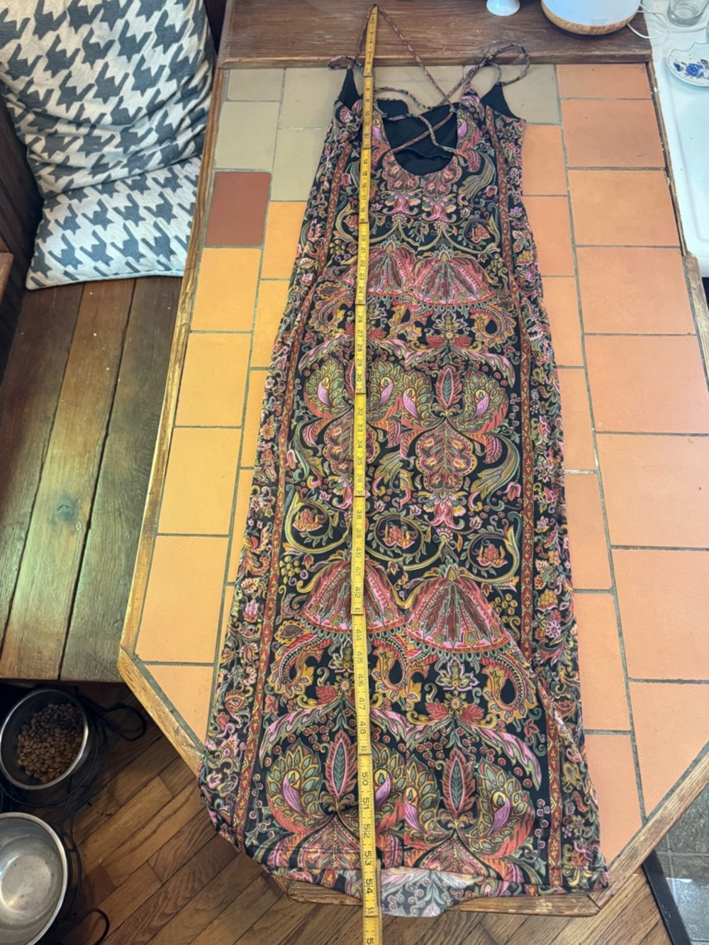 90s Vintage Paisley Maxi Dress Crisscross Back - Mesh  dress open strappy back - Picture 13 of 13